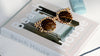 Checkered sunglasses rest on a