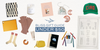 Gift guide featuring various items under $50, including a candle, book, notebook, gloves, hat, coasters, earrings, socks, and stationery against a textured white background.