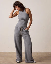 NSF Clothing Alexa Fitted Rib Tank in Charcoal Heather Grey
