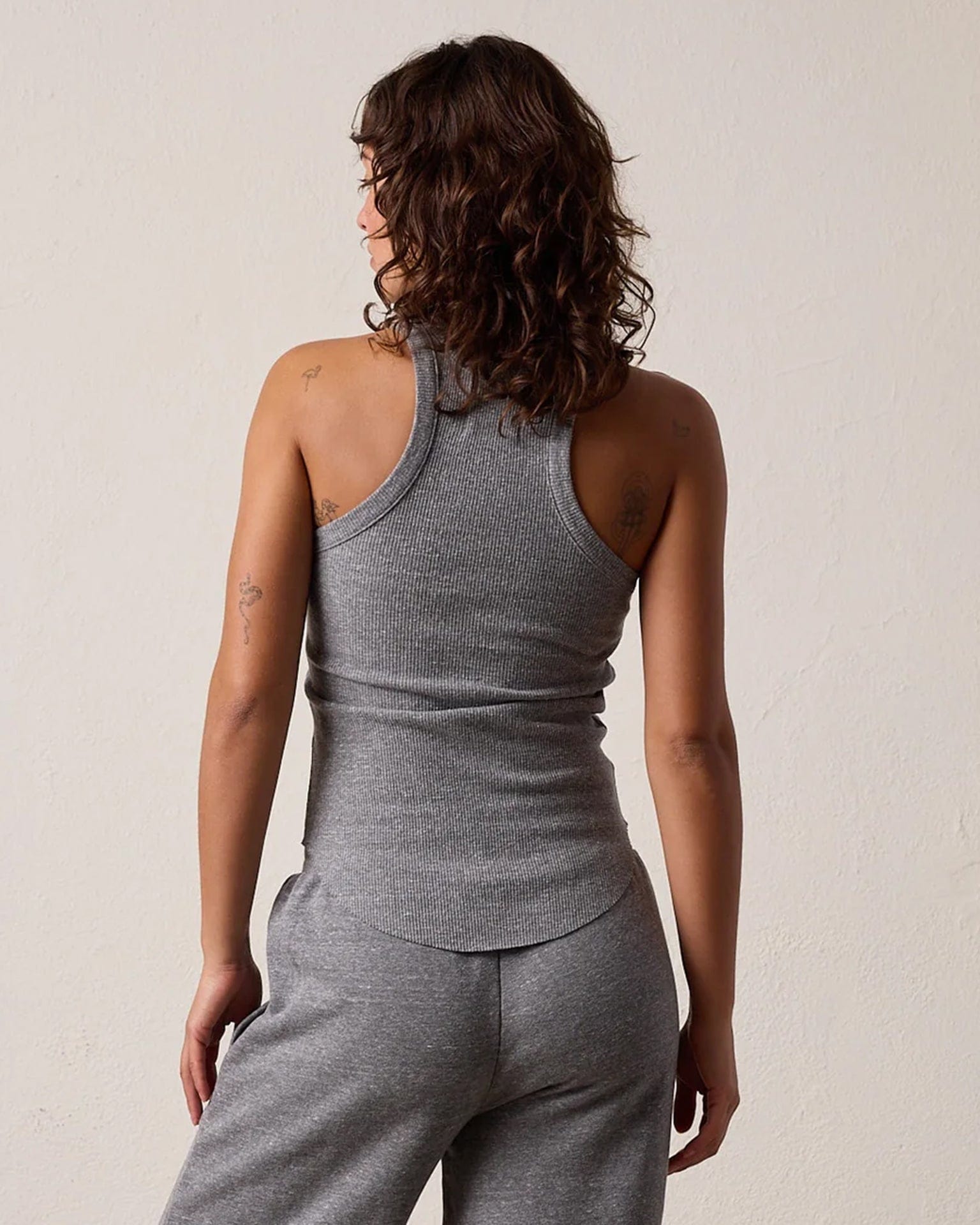 NSF Clothing Alexa Fitted Rib Tank in Charcoal Heather Grey