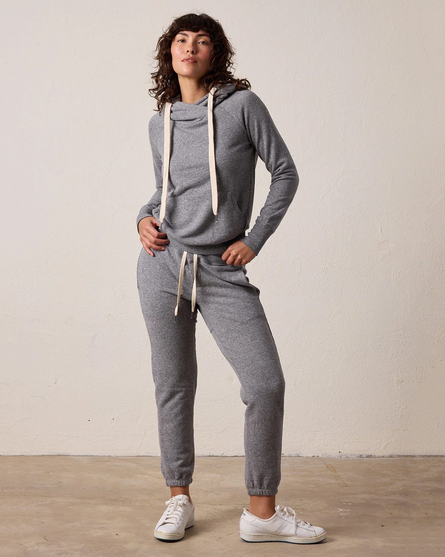 NSF Clothing Lisse Fitted Pullover Hoody in Charcoal Heather Grey