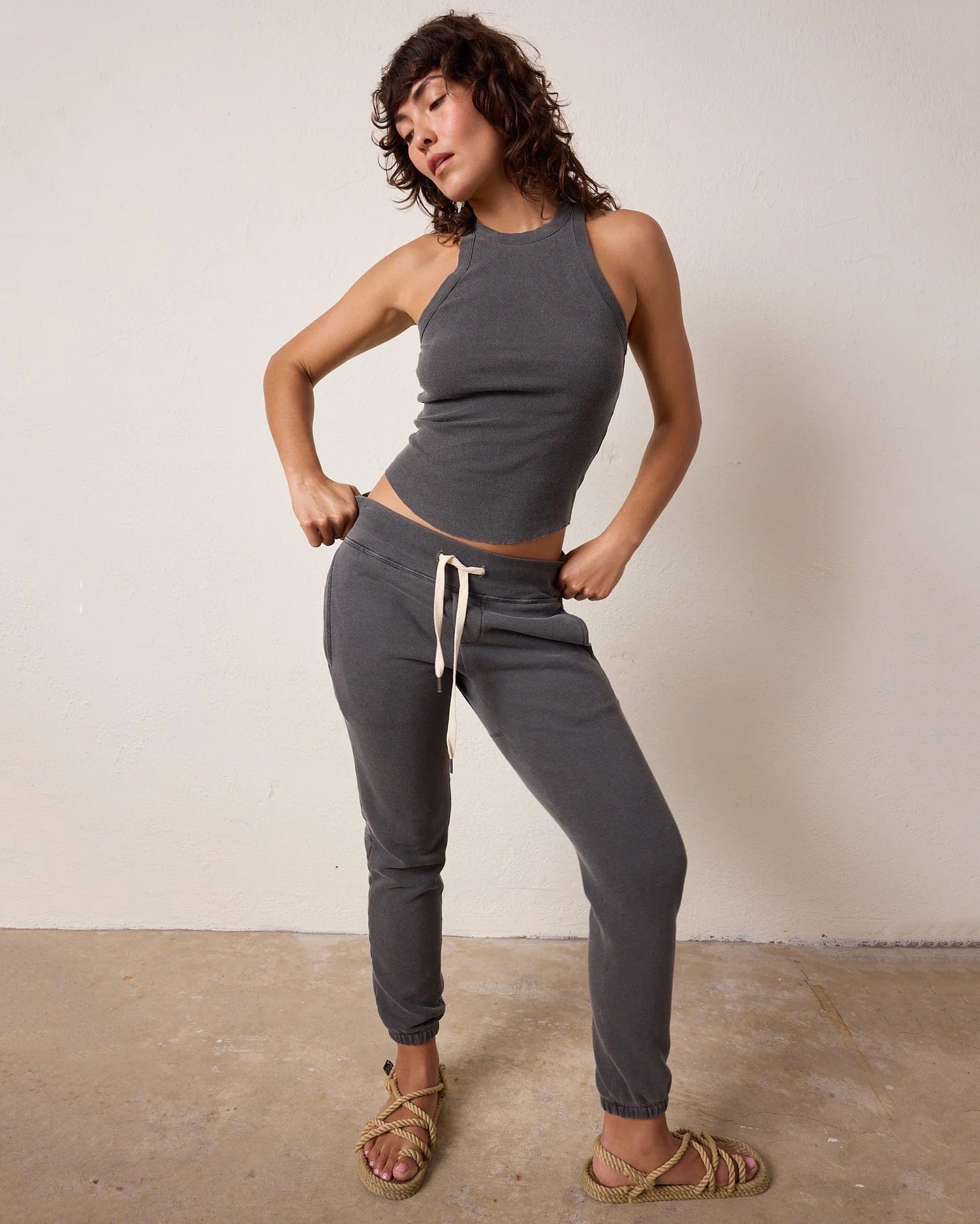 NSF Clothing Sayde Slim FT Sweatpant in Faded Black