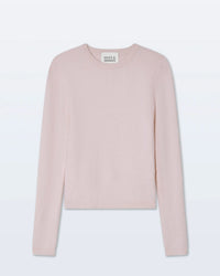 White & Warren Clothing Cashmere Slim Stretch Crew in Pink Sand