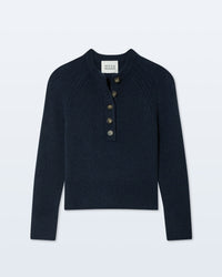 White + Warren Cashmere Luxe Henley in Deep Navy