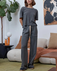 Harper Boxy Slub Jersey Tee in Faded Black - Bliss Boutiques