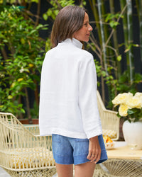 Frank & Eileen Gabi Popover Shirt in White Linen