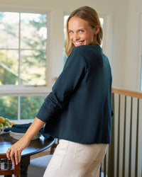 Quinn Crew LS Tee in Vintage Navy - Bliss Boutiques