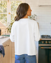 Quinn Crew LS Tee in White - Bliss Boutiques