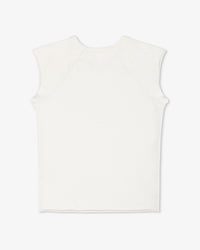The NSF Chloe Fitted Slub Jersey Muscle Tee in Soft White is displayed laid flat, back view, against a white background.
