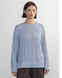 Margaret O'Leary Clothing Deidre Cable Pullover in Blues