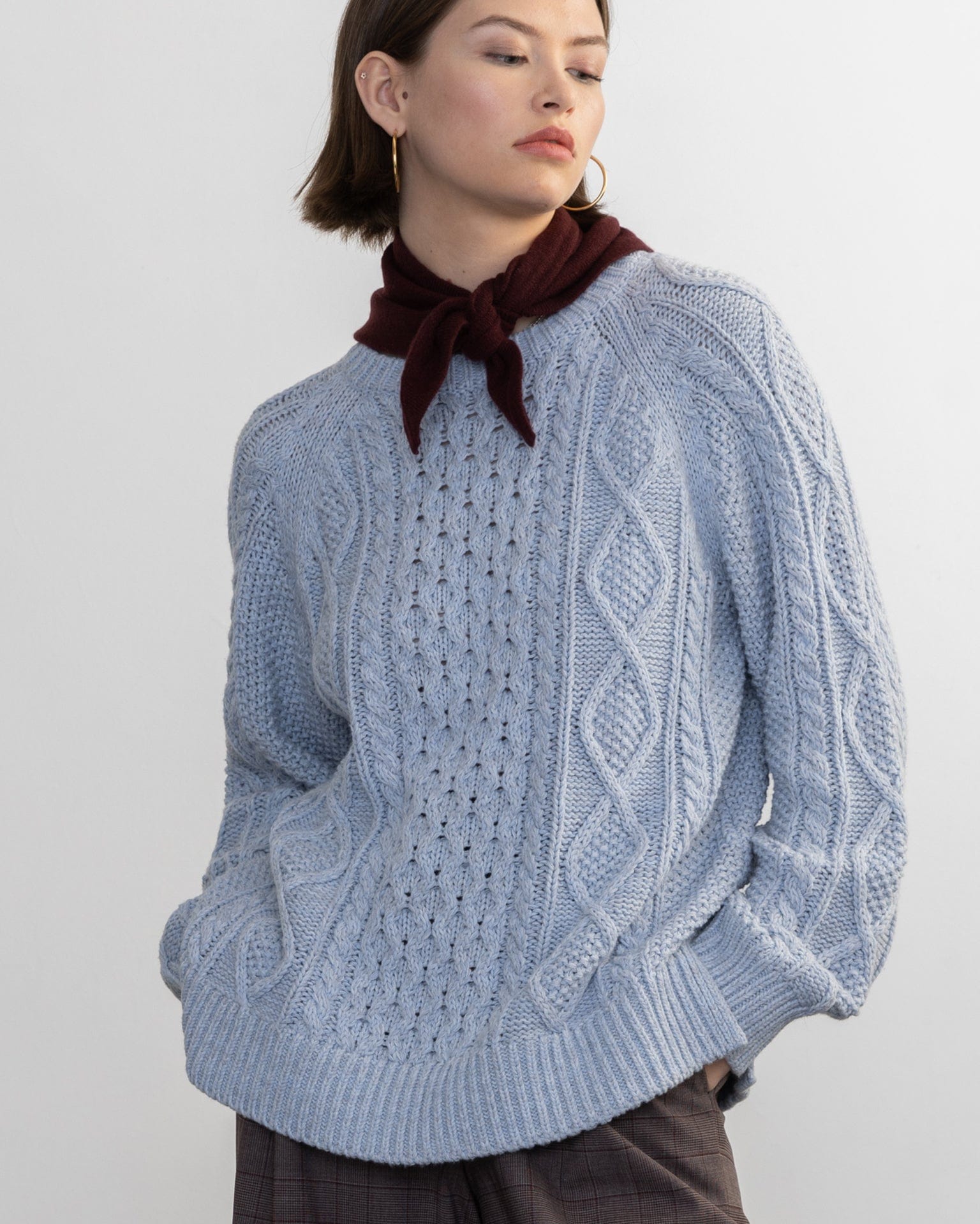 Margaret O'Leary Clothing Deidre Cable Pullover in Blues