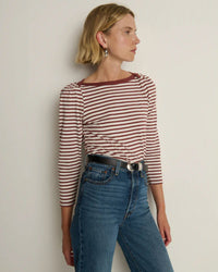 Nation LTD Clothing Amelie Envelope Neck Top in Sable Stripe