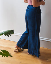 Becca Wide Leg Pant in Indigo Linen Twill