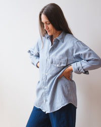 Llewyn Shirt Jacket in Lt Blue/White