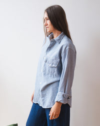 Llewyn Shirt Jacket in Lt Blue/White