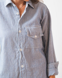 Llewyn Shirt Jacket in Lt Blue/White