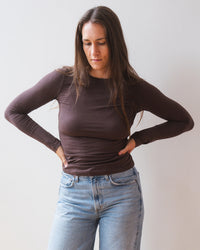 Zofina L/S Crew Neck Top in Mole