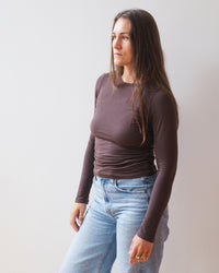 Zofina L/S Crew Neck Top in Mole