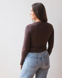 Zofina L/S Crew Neck Top in Mole