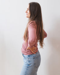 Zofina L/S Crew Neck Top in Dark Blush