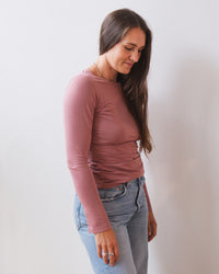 Zofina L/S Crew Neck Top in Dark Blush