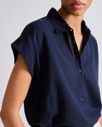 Hartford Teno Short Sleeve Button Up in Navy