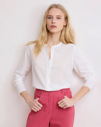 Hartford Taha No Collar Shirt in White