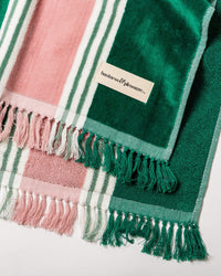 Business & Pleasure Co Beach Towel - Bistro Green Stripe