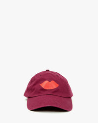 Lips Baseball Hat in Oxblood w/ Poppy - Bliss Boutiques