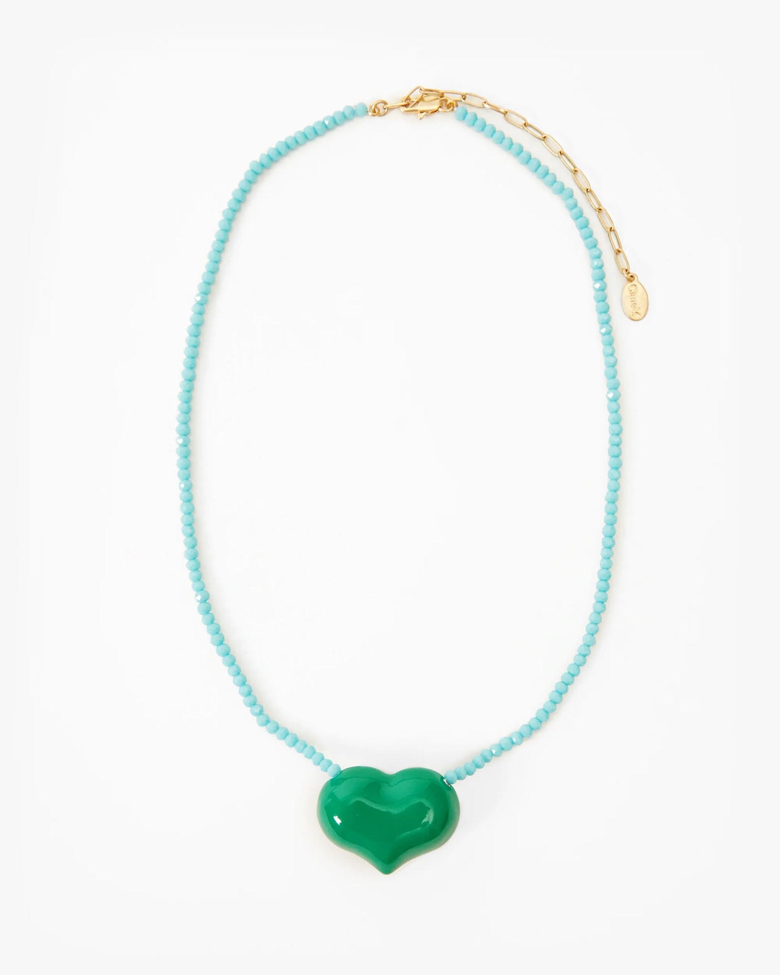 Clare V. Jewelry Evergreen Beaded Heart Necklace