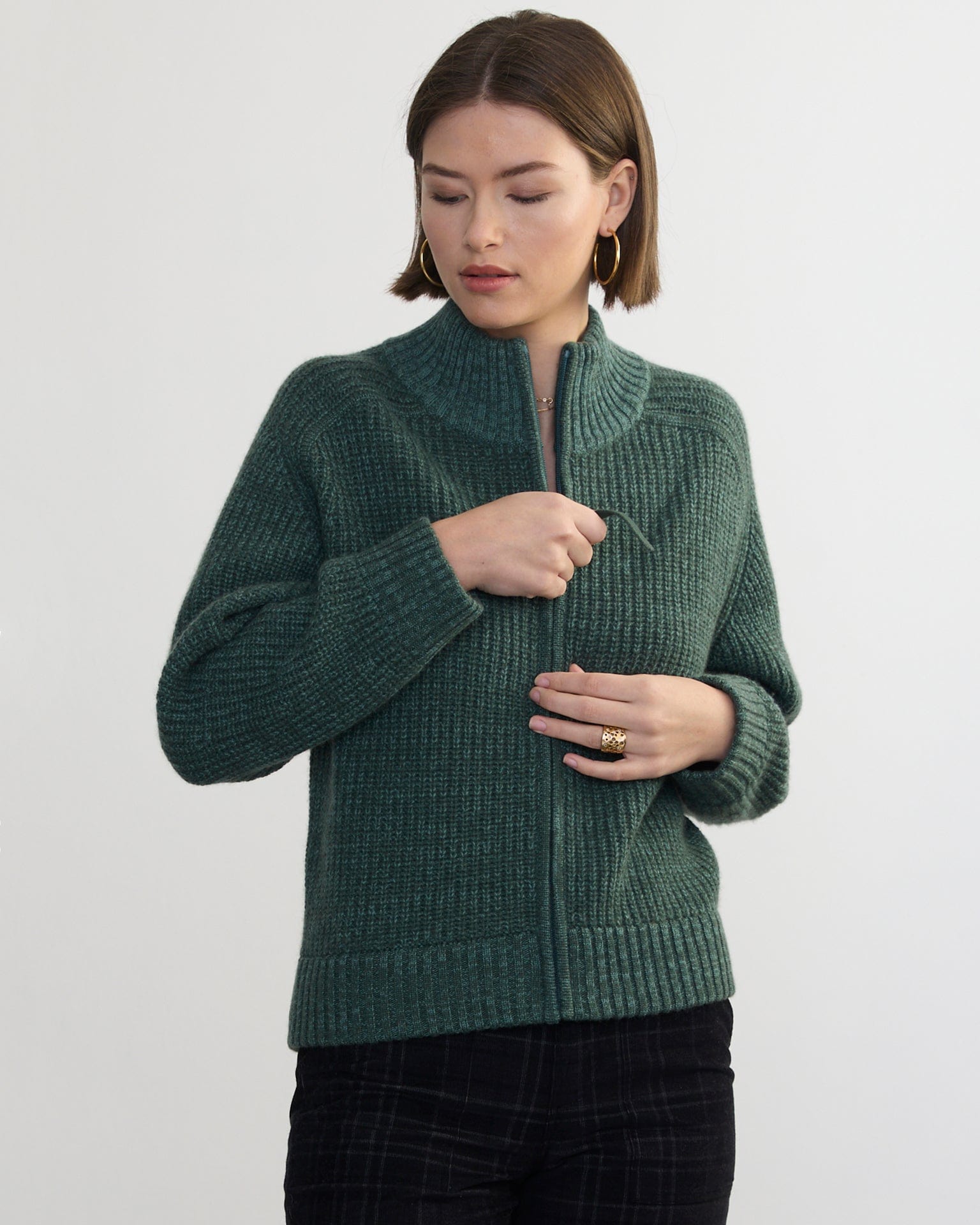 Margaret O'Leary Clothing Tahoe Zip-Up in Kale Mix