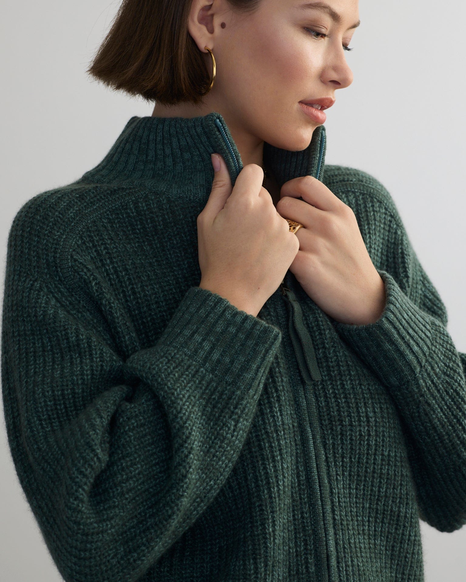 Margaret O'Leary Clothing Tahoe Zip-Up in Kale Mix