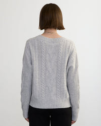 Margaret O'Leary Clothing Bianca Cable Vee in Fog