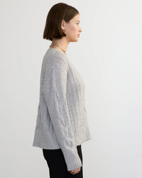 Margaret O'Leary Clothing Bianca Cable Vee in Fog