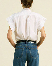 Marianne B Ruffle Sleeve Shirt in White