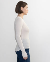 Margaret O'Leary Clothing Shirtail Waffle Crew in Ivory