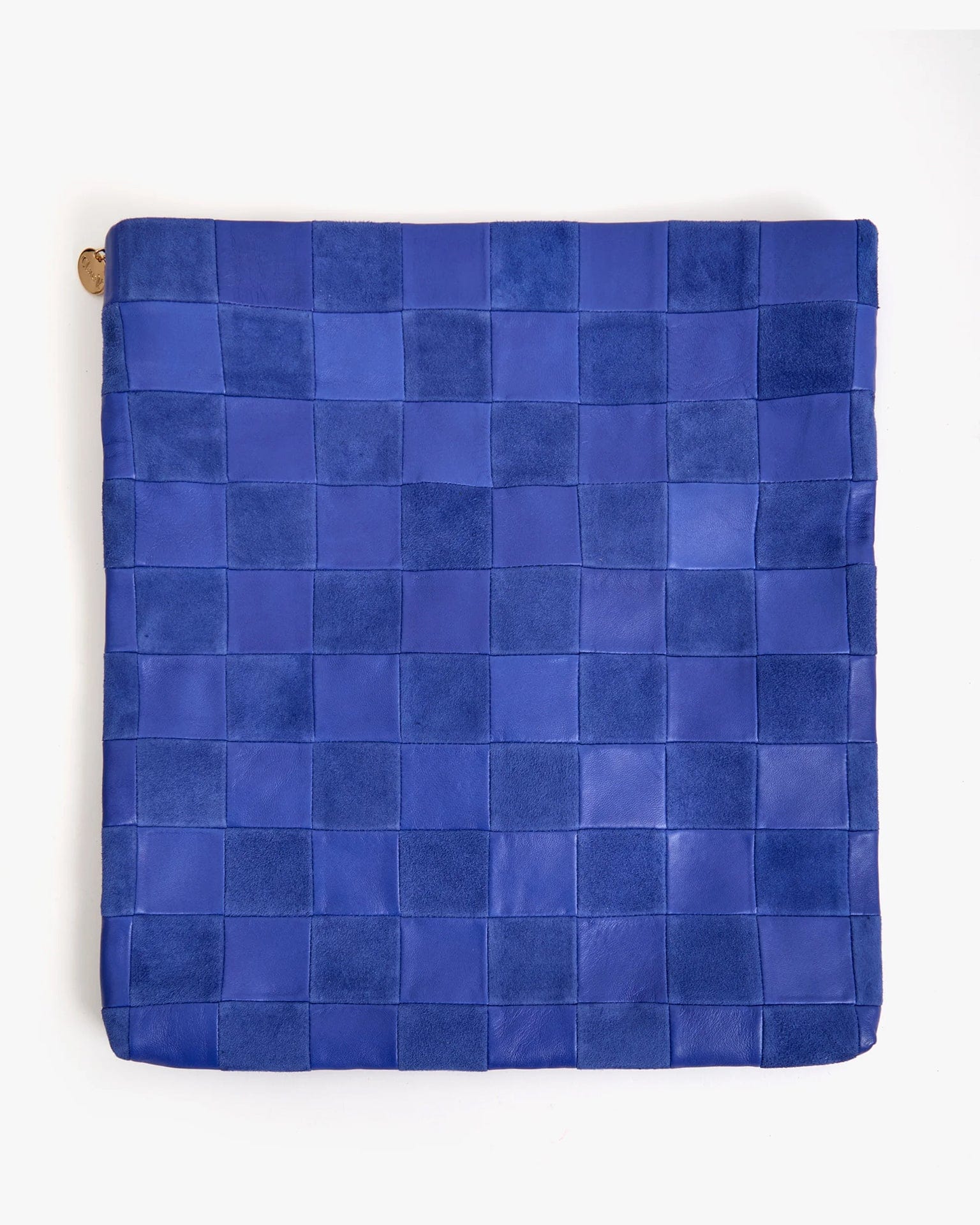 Clare V. Accessories Lagoon Carryall Clutch w/ Tabs - Nappa & Suede Checker in Lagoon