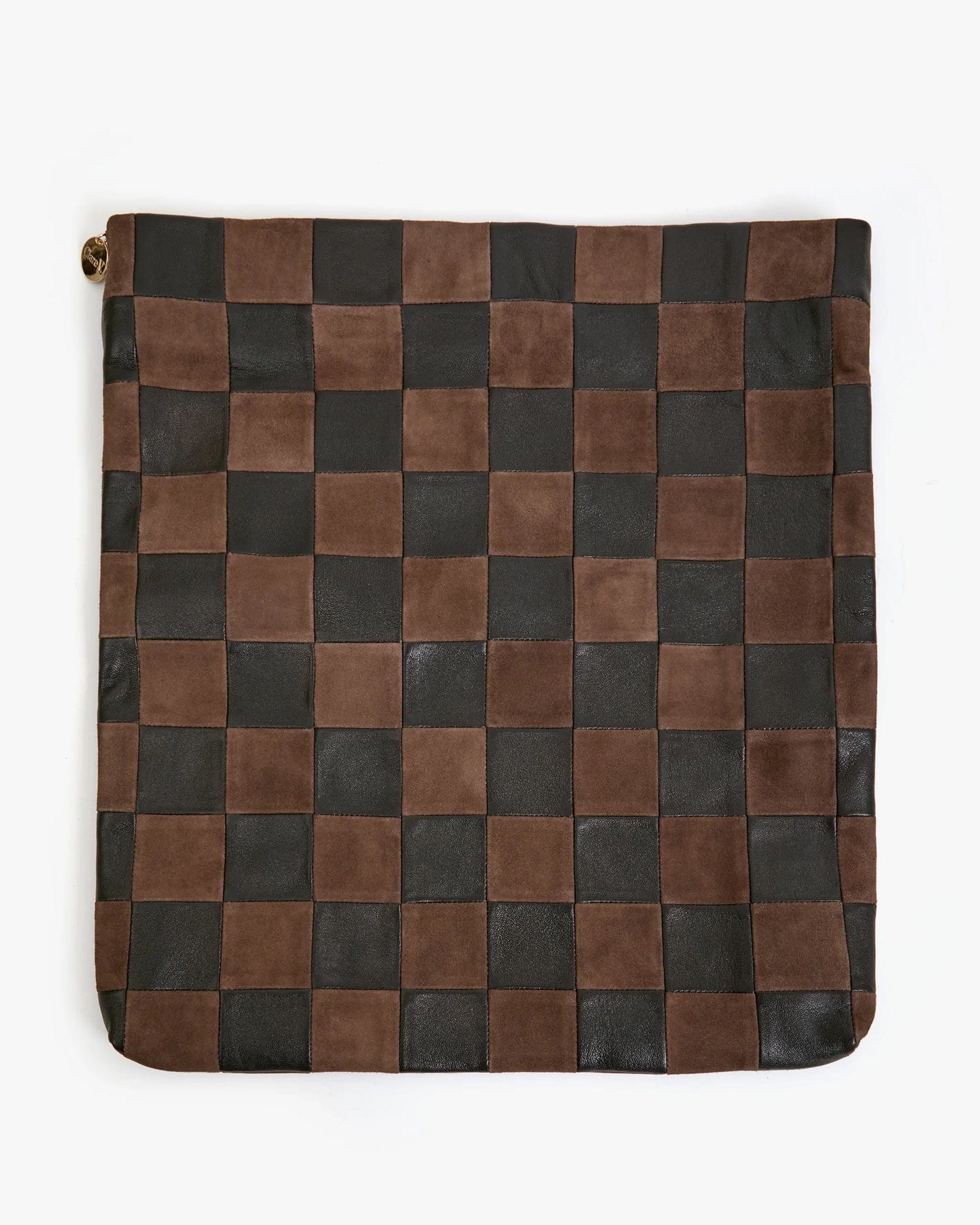 Clare V. Accessories Black/Chocolate Carryall Clutch w/ Tabs - Nappa & Suede Checker in Black/Chocolate