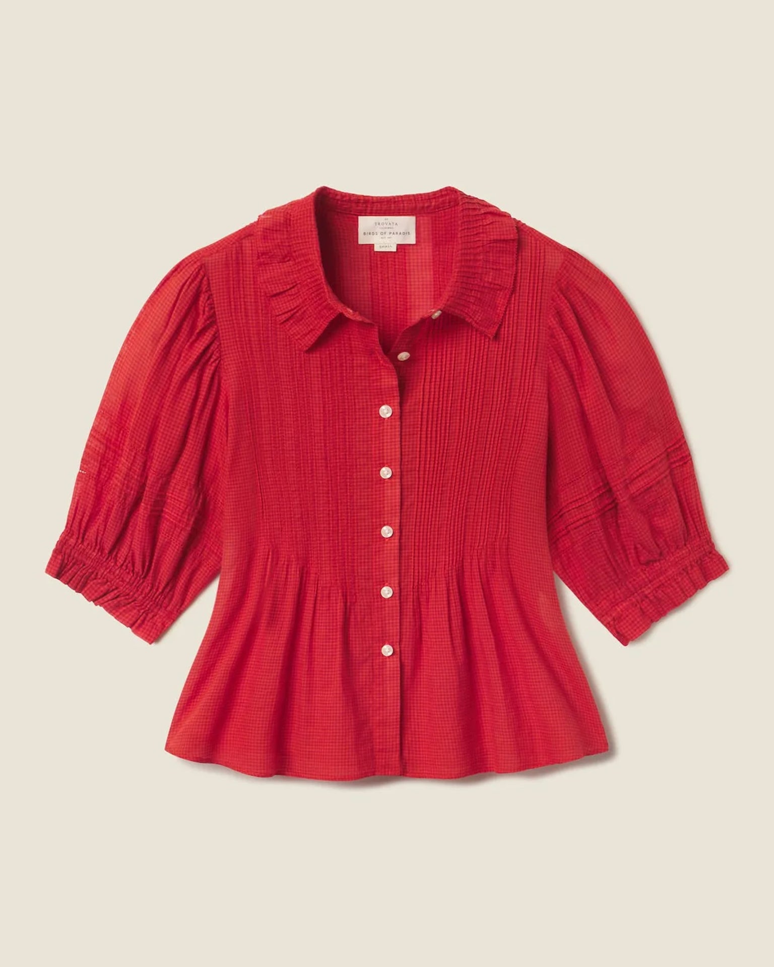 Trovata Birds of Paradis Jess Blouse in Crimson Check