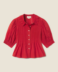 Jess Blouse in Crimson Check - Bliss Boutiques