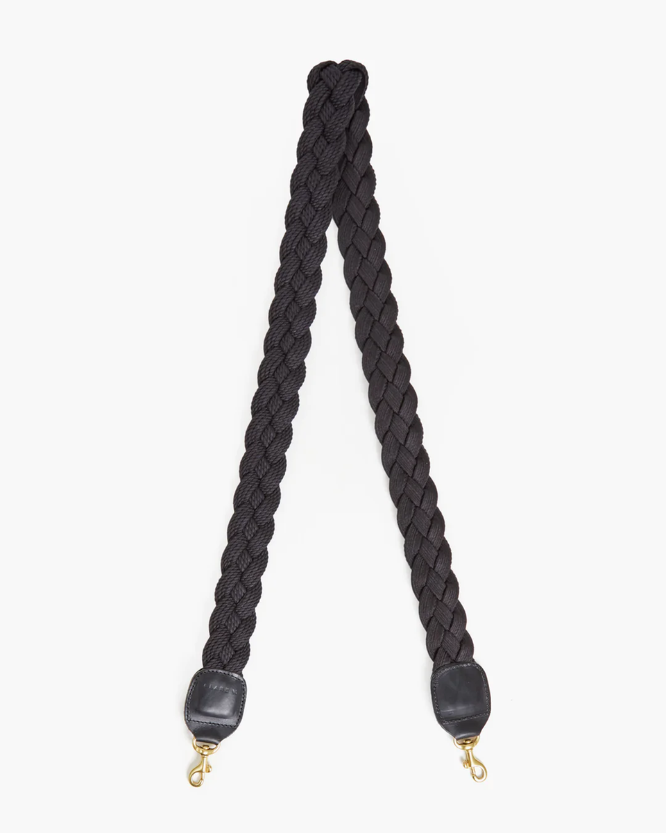 Clare V. Braided Leather Shoulder Strap in Black Italian Nappa - Bliss  Boutiques