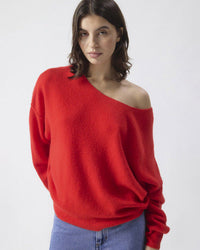 Damsville Boatneck Sweater in Fraise - Bliss Boutiques