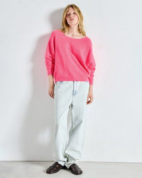 Damsville Boatneck Sweater in Rose Fluo - Bliss Boutiques
