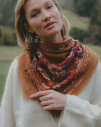 Flowers Wool & Cashmere Bandana in Camel