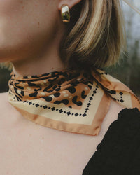 Leo Small Silk Bandana in Camel