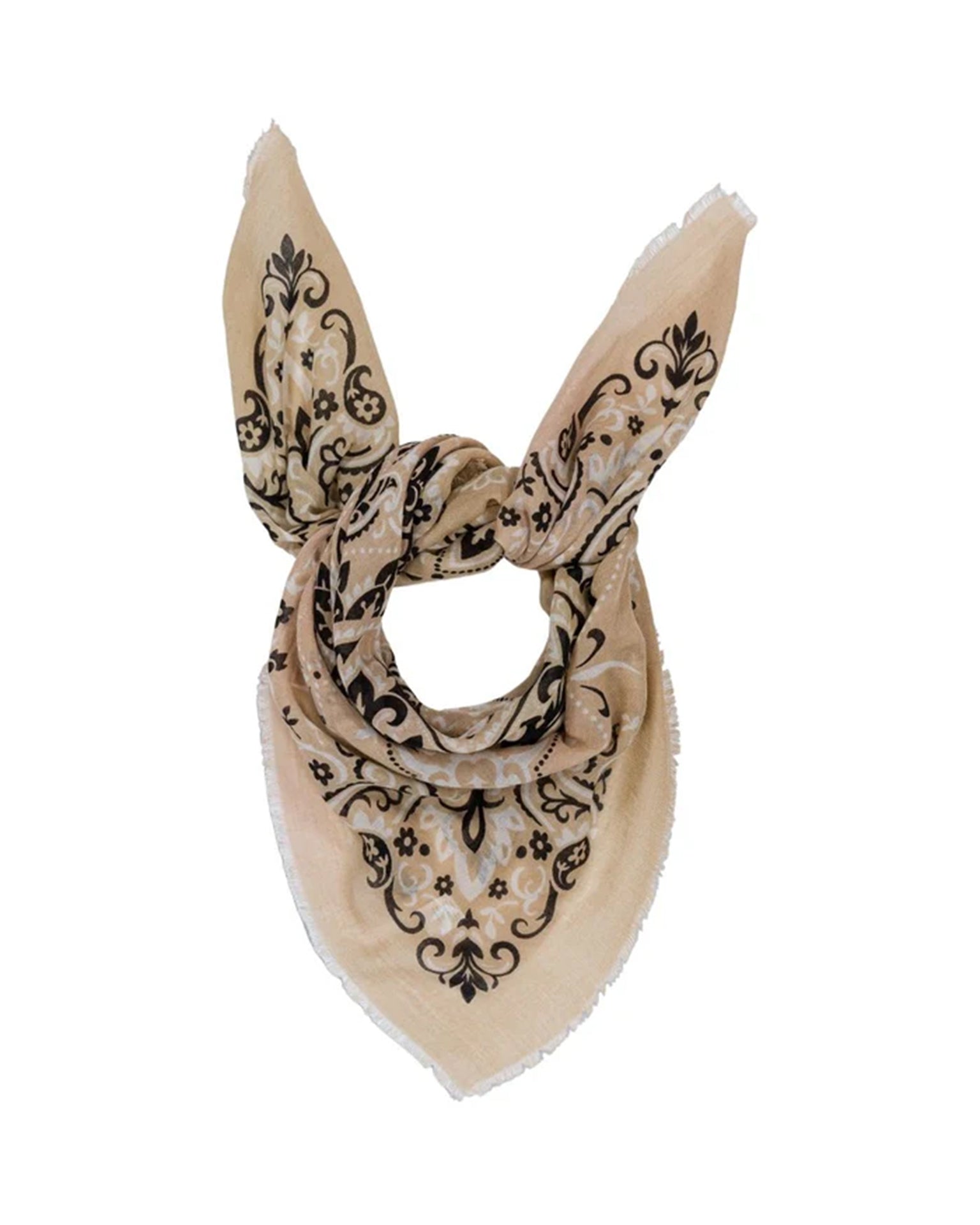 Maison Lecomte Flament Classic Wool & Silk Bandana in Beige