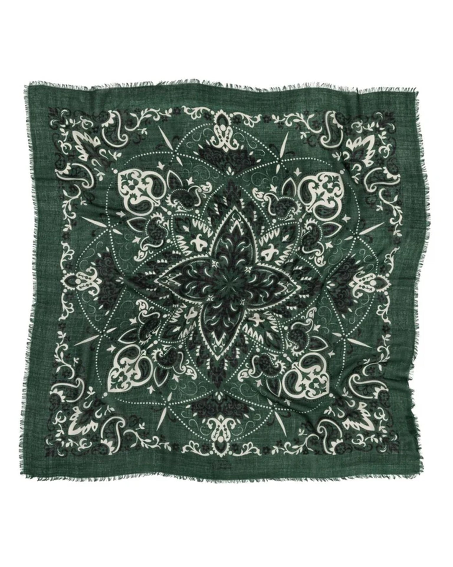 Maison Lecomte Flament Classic Wool & Silk Bandana in Vert