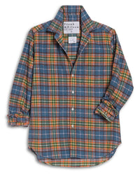 Eileen Relaxed Button Up Shirt in Orange Green & Blue Plaid - Bliss Boutiques