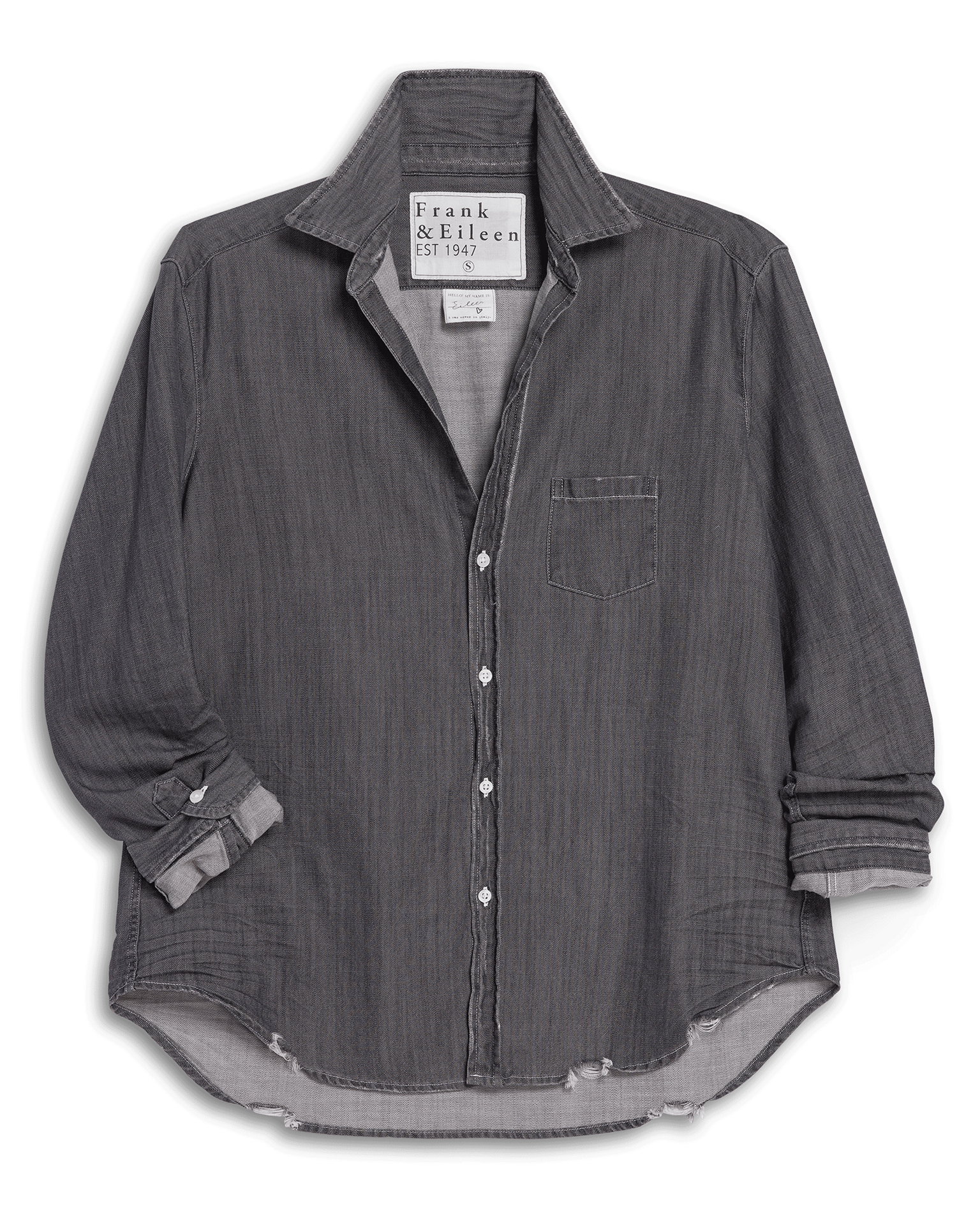 Eileen Relaxed Button Up Shirt in Washed Black Denim
