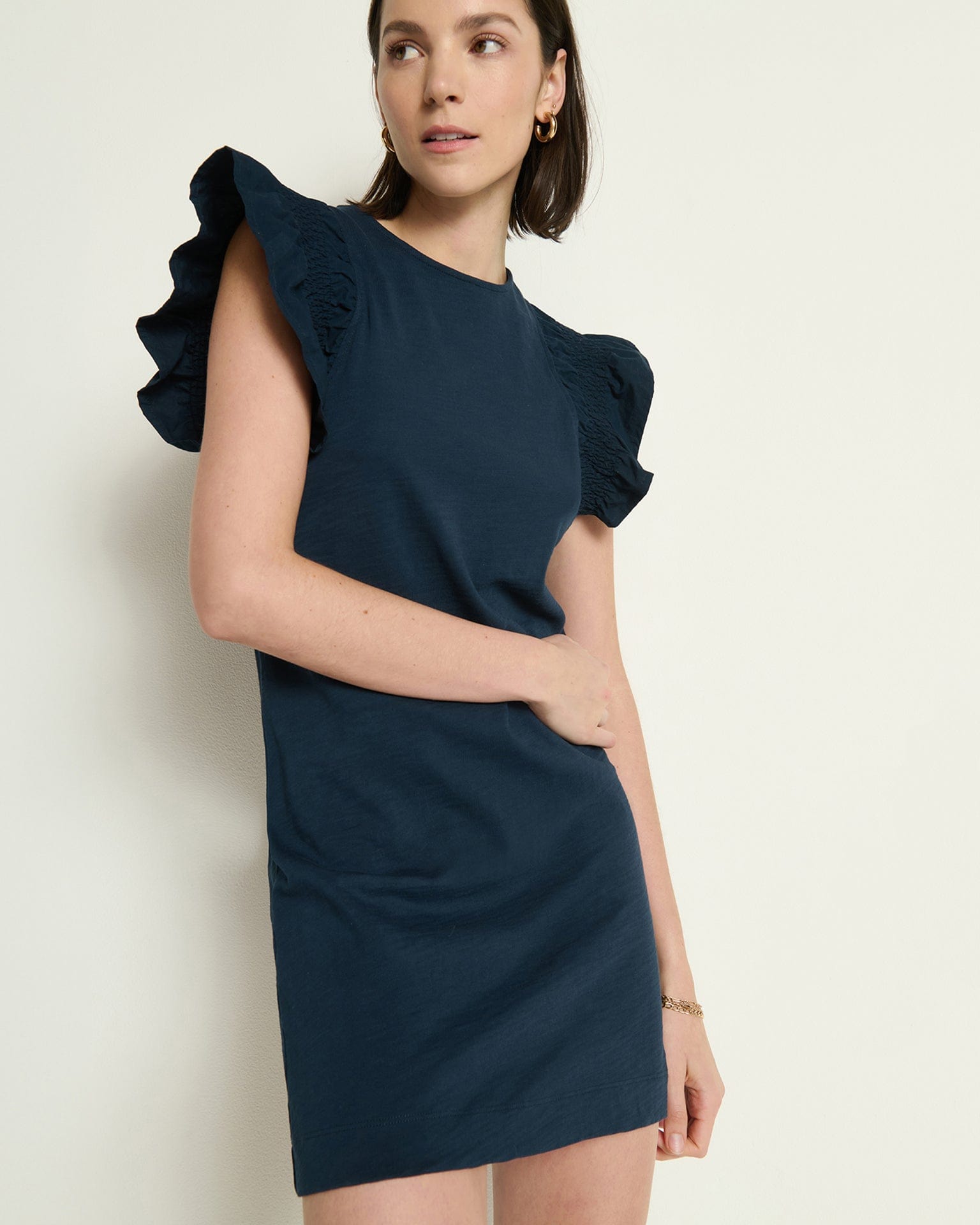 Nation LTD Clothing Ellis Ruffle Sleeve Dress in Night Sky